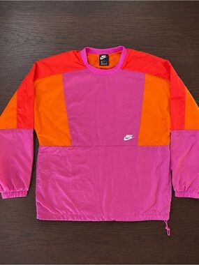 Nike Women's M VTG Style Long Sleeve Nylon Colorblock Top Windbreaker CJ4562-623